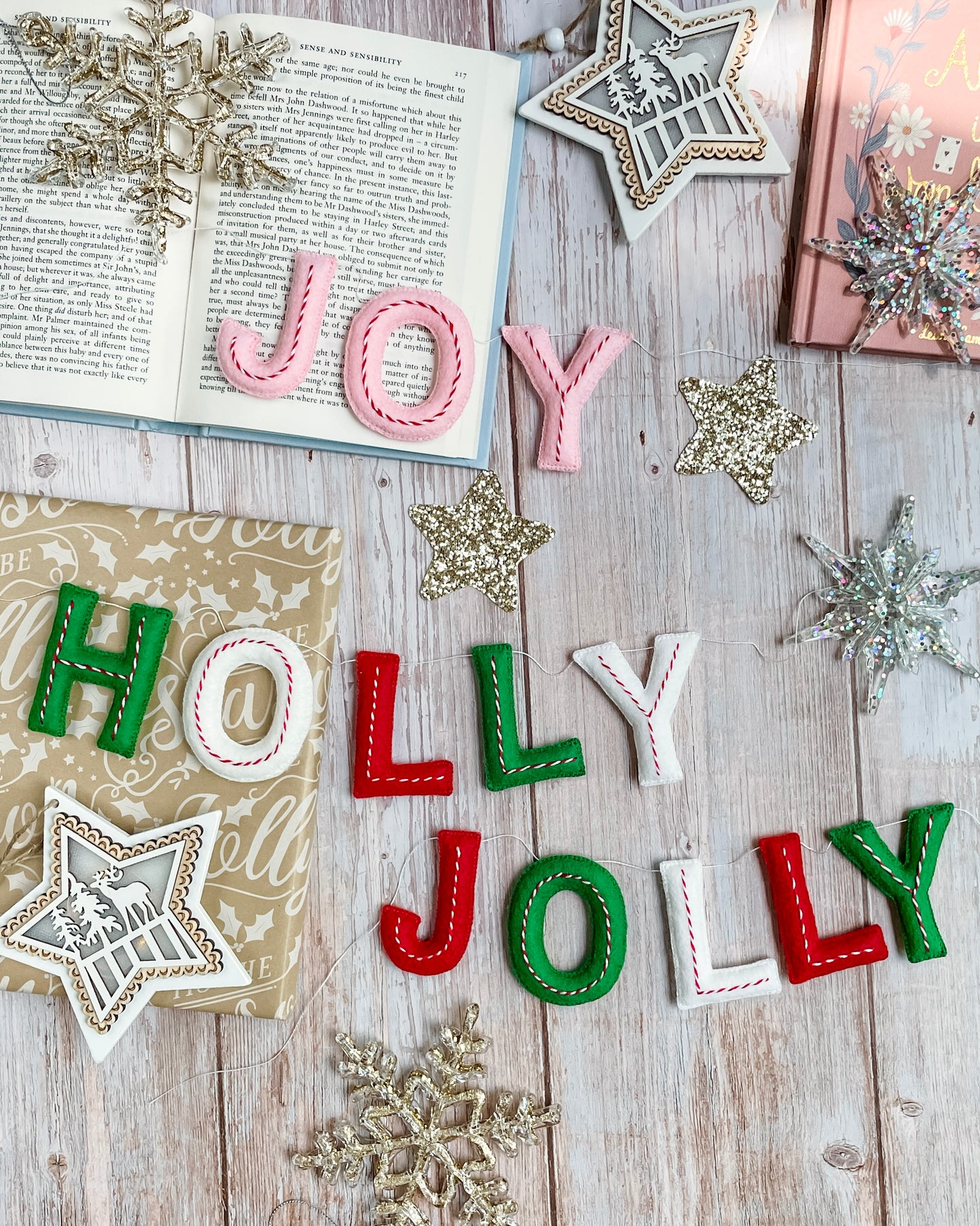 Holiday Candy Cane Letter Garland